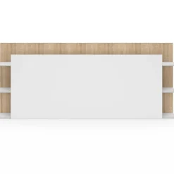 Tête de lit sur pied CIRI pour lit 140 et 160 cm avec rangements blanc et bois