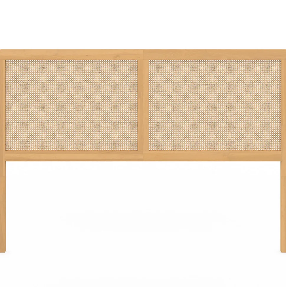 Tête de lit sur pied EDHEN 160 cm cannage et bois