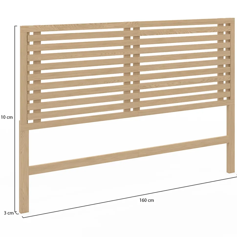 Tête de lit sur pied en lattes AVA 160 cm façon bois clair