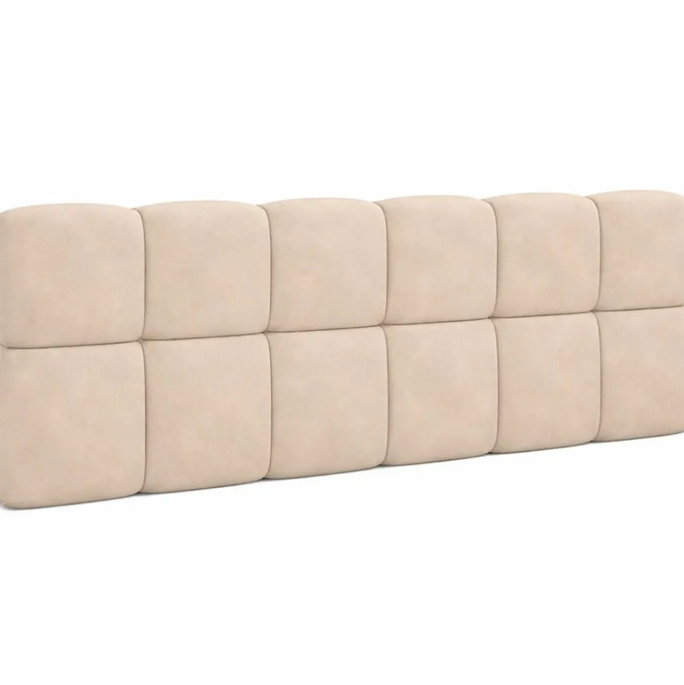 Tête de lit suspendue matelassée NUAGE velours beige 160 cm