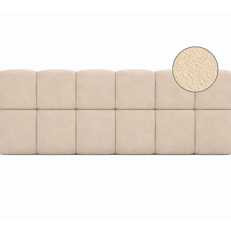 Tête de lit suspendue matelassée NUAGE velours beige 160 cm