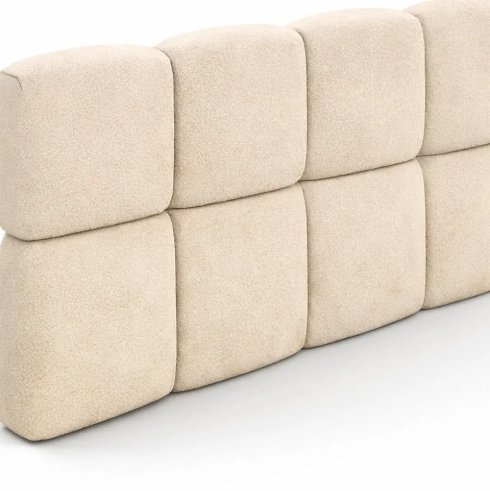 Tête de lit suspendue matelassée NUAGE velours beige 160 cm