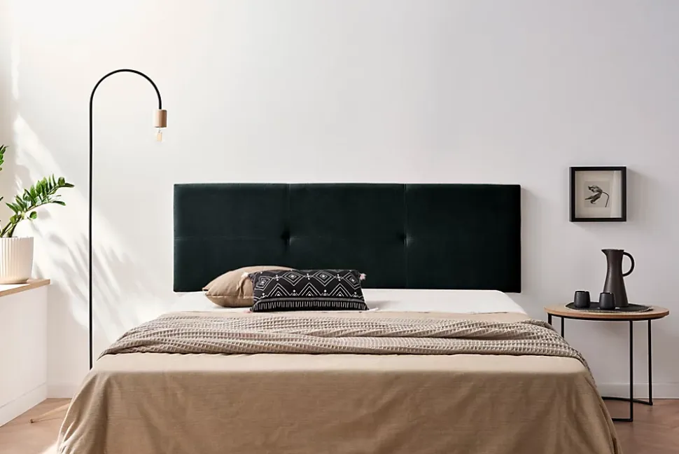 Tête de Lit Tapisée ALMA Aqualine 170x50x5 cm - Noir - Moonia