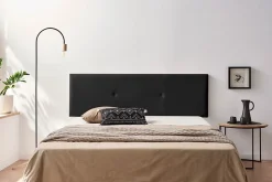 Tête de Lit Tapisée ALMA Simili cuir 145x50x5 cm - Noir - Moonia