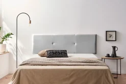 Tête de Lit Tapisée ALMA Simili cuir 90x50x5 cm - Argent - Moonia