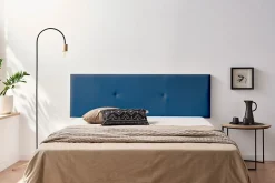 Tête de Lit Tapisée ALMA Simili cuir 145x50x5 cm - Bleu Foncé - Moonia