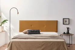 Tête de Lit Tapisée ALMA Simili cuir 115x50x5 cm - Marron Clair - Moonia