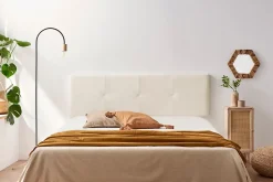 Tête de Lit Tapisée ALTEA Simili cuir 145x50x5 cm - Blanc Cassé - Moonia