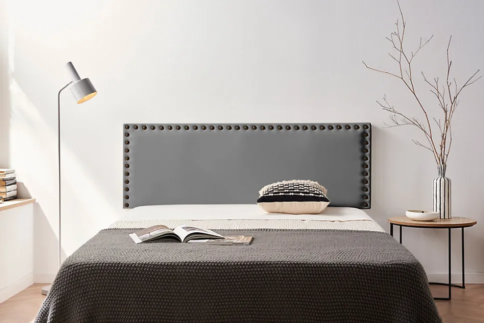 Tête de Lit Tapisée MODENA Simili cuir 115x55x8 cm - Gris Foncé - Moonia