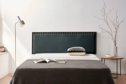 Tête de Lit Tapisée MODENA Aqualine 160x55x8 cm - Noir - Moonia