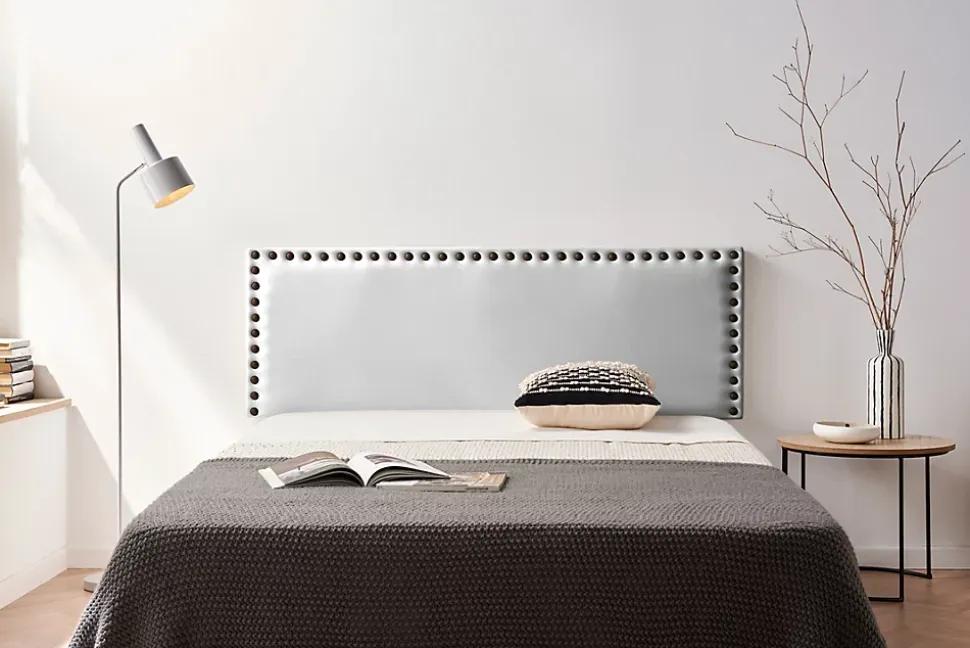 Tête de Lit Tapisée MODENA Simili cuir 130x55x8 cm - Argent - Moonia