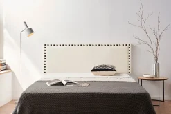 Tête de Lit Tapisée MODENA Simili cuir 160x55x8 cm - Blanc Cassé - Moonia