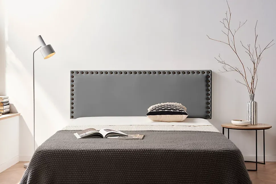 Tête de Lit Tapisée MODENA Simili cuir 130x55x8 cm - Gris Foncé - Moonia