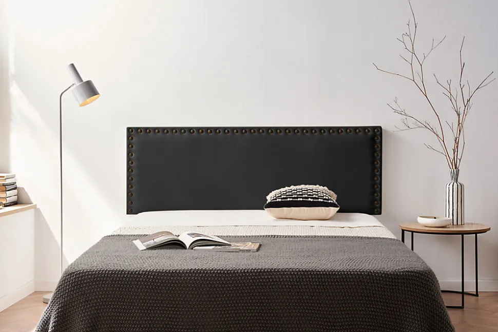 Tête de Lit Tapisée MODENA Simili cuir 100x55x8 cm - Noir - Moonia
