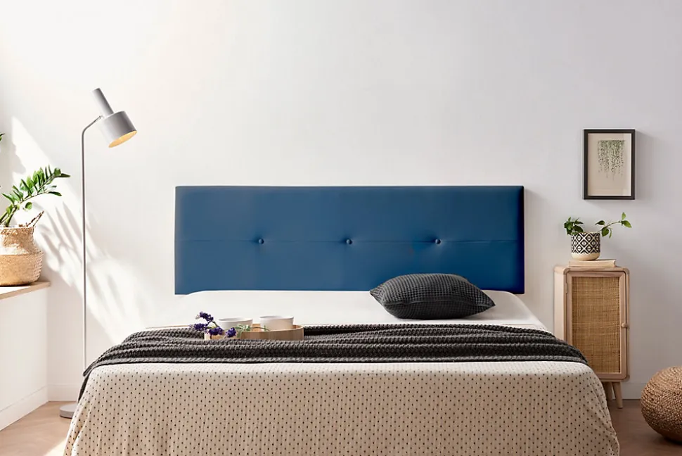 Tête de Lit Tapisée NAPOLI Simili cuir 160x50x5 cm - Bleu Foncé - Moonia