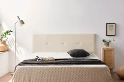 Tête de Lit Tapisée NAPOLI Simili cuir 160x50x5 cm - Blanc Cassé - Moonia