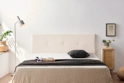 Tête de Lit Tapisée NAPOLI Aqualine 130x50x5 cm - Beige - Moonia