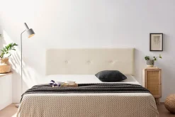 Tête de Lit Tapisée NAPOLI Simili cuir 145x50x5 cm - Blanc Cassé - Moonia