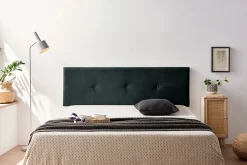 Tête de Lit Tapisée NAPOLI Aqualine 160x50x5 cm - Noir - Moonia