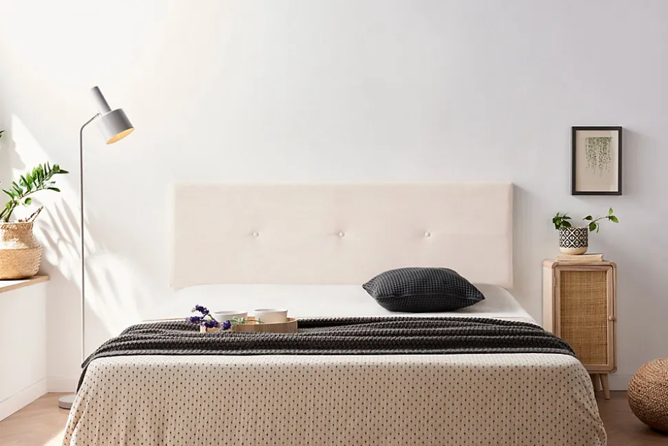 Tête de Lit Tapisée NAPOLI Aqualine 90x50x5 cm - Beige - Moonia