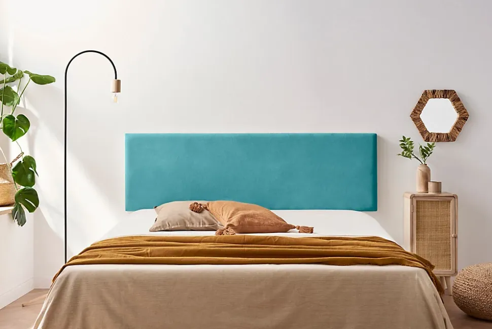 Tête de Lit Tapisée NOVA Aqualine 100x50x5 cm - Turquoise - Moonia