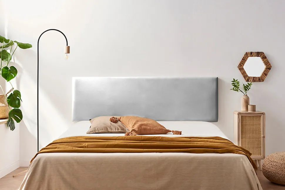 Tête de Lit Tapisée NOVA Simili cuir 160x50x5 cm - Argent - Moonia