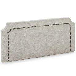 Tête de lit tapissée Leonor 160x60 cm Gris, Clous en Marron