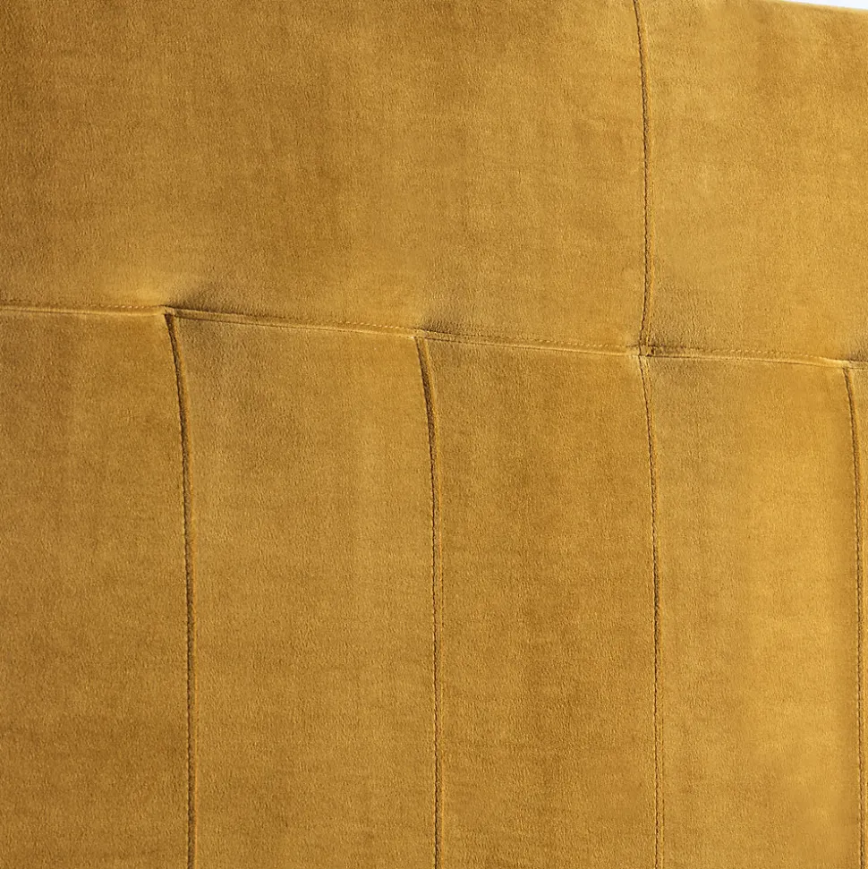 Tête de lit tapissée Napoles 160x100 cm Moutarde, Velours, Pieds en Bois