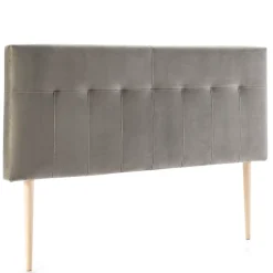 Tête de lit tapissée Napoles 160x100 cm Gris, Velours, Pieds en Bois