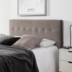 Tête de lit tapissée Napoles 160x100 cm Gris, Velours, Pieds en Bois