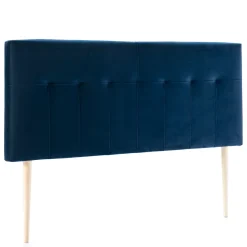 Tête de lit tapissée Napoles 160x100 cm Bleu, Velours, Pieds en Bois