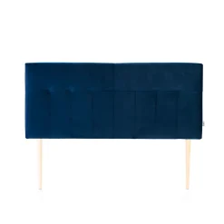Tête de lit tapissée Napoles 160x100 cm Bleu, Velours, Pieds en Bois