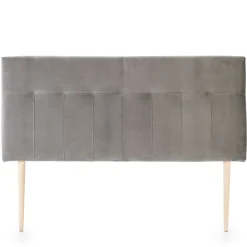 Tête de lit tapissée Napoles 140x100 cm Gris, Velours, Pieds en Bois