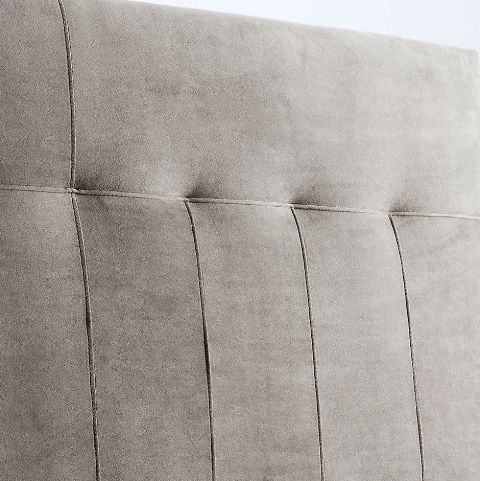 Tête de lit tapissée Napoles 140x100 cm Gris, Velours, Pieds en Bois