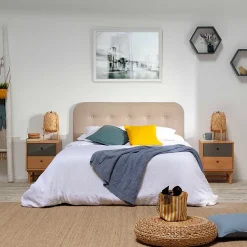 Tête de lit tapissée Saona 150x60 cm Couleur Beige, 8 cm d'épaisseur