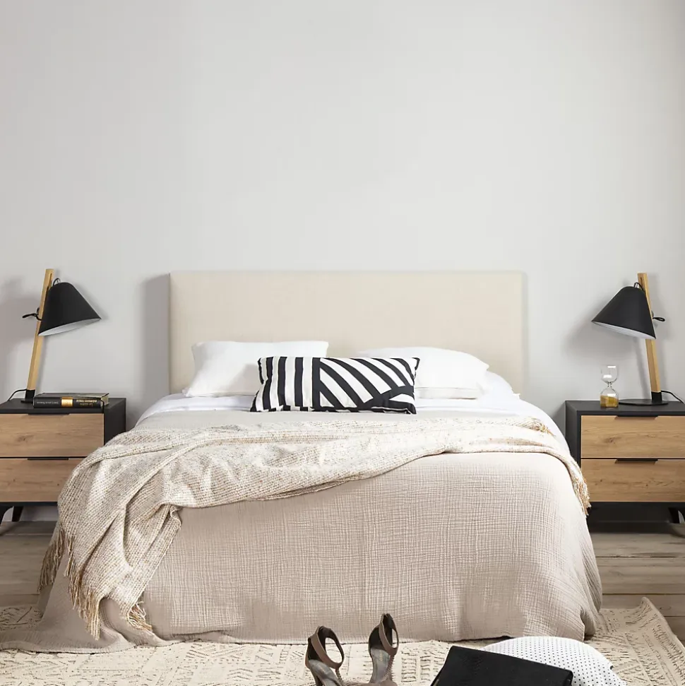 Tête de lit tapissée Tagomago 150x60 cm de Lin Naturel, 8 cm d'épaisseur