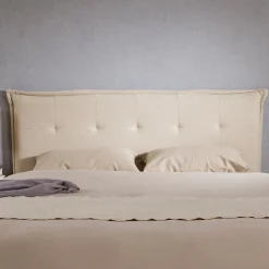 Tête de lit TIMOTHÉ 140 capitonnée sur pieds, en tissu - Écru