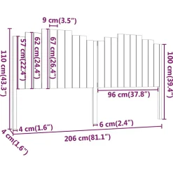 Tête de lit 206x4x110 cm Bois massif de pin vidaXL