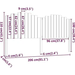 Tête de lit 206x4x110 cm Bois massif de pin vidaXL