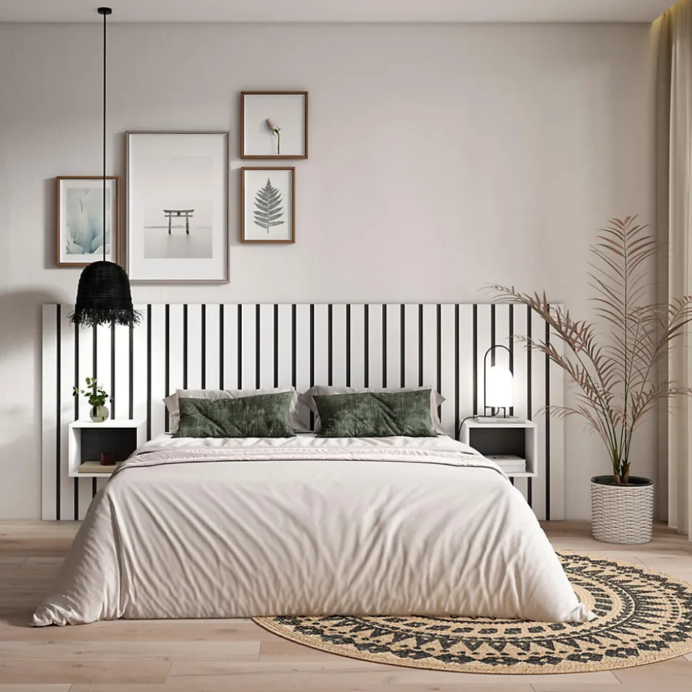 Tête de lit 258x107x3cm Lit de 150-160-180cm couleur blanc