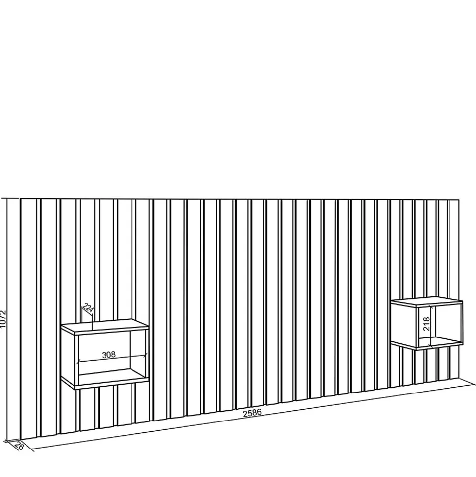 Tête de lit 258x107x3cm Lit de 150-160-180cm couleur blanc