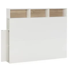 Tête de lit Zeus 165 cm blanc, 2 portes 9 trous
