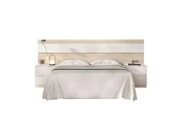 Tête du lit Trudy, Tête de lit, Tête de lit pour la chambre, Appui-tête, 248x34 h96 cm, Chêne clair et Blanc