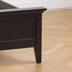 VANESSA Lit double style bord de mer en pin laqué noir, 160 x 200