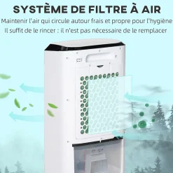 Ventilateur rafraichisseur humidificateur ioniseur 4 en 1 - portable oscillant 60W 10L - télécommande
