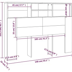 vidaXL Armoire de tête de lit Blanc 140x19x103,5 cm 811862