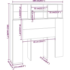 vidaXL Armoire de tête de lit Blanc brillant 120x19x103,5 cm