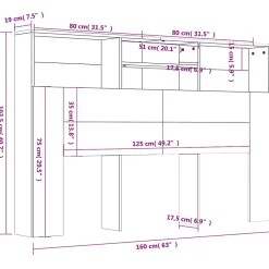 vidaXL Armoire de tête de lit Blanc 160x19x103,5 cm 811871
