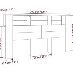 vidaXL Armoire de tête de lit Blanc 200x18,5x104,5 cm 811952