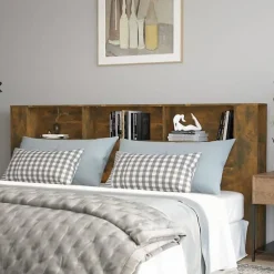 vidaXL Armoire de tête de lit Chêne fumé 220x18,5x104,5 cm 817282